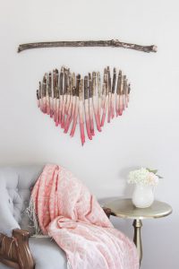 Ombre driftwood hanging, Valentine's Day decor, House Beautiful