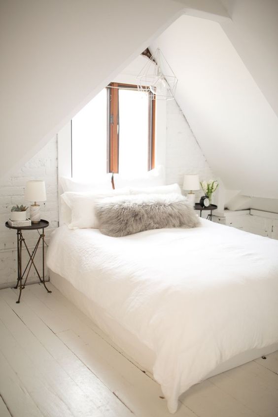 All-White Bedroom with painted floors