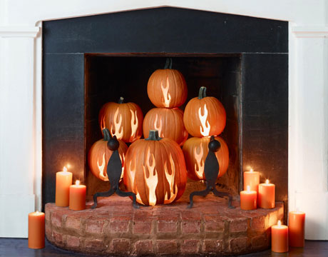 fireplace. pumpkin carving ideas, pumpkin carving alternative, stylish pumpkin fall decor