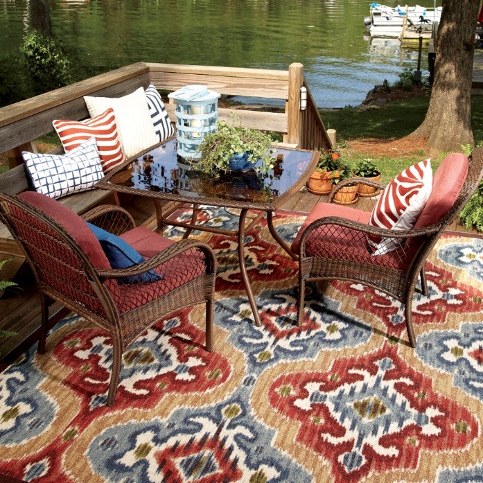 Mystic Ikat Indoor/Outdoor Rug - Mohawk Home - Gorgeous Small Patios - Small Patio Makeover - Mohawk Homescapes - Home Depot