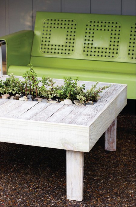 Pallet Table with Succulent Holder- Mohawk Homescapes