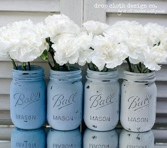 Mason jars, DIY, Mohawk Home, home decor, for the home, blue decor, blue rug, area rug