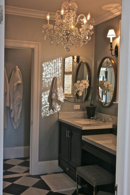 Glam Up a Tired Bathroom - Heidi Milton - ideas to add glam - statement lighting - Vignette Design