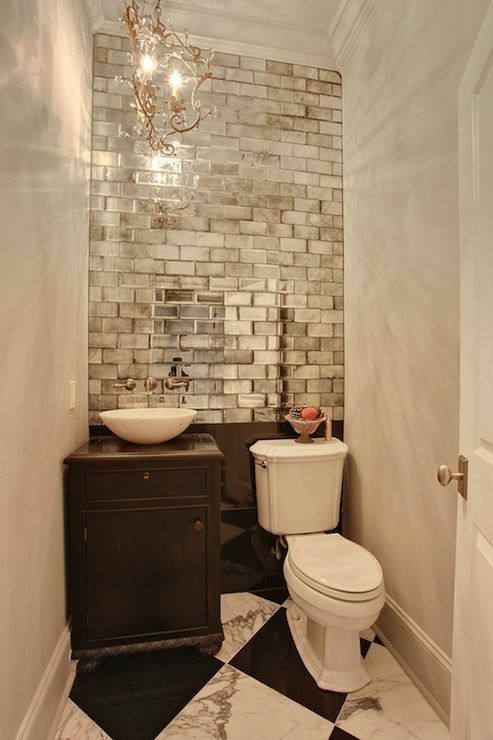 Glam up a tired bathroom - Heidi Milton - ideas to add glam - use mirrors - Tidbits and Twine