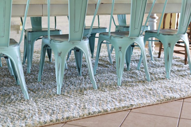 Clinton Aqua area rug in LollyJane Dining Room Makeover