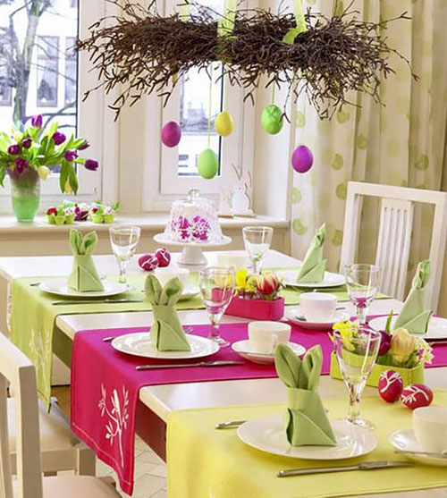 An inviting Easter table can be dressed with items already on hand. Photo credit: www.lushome.com