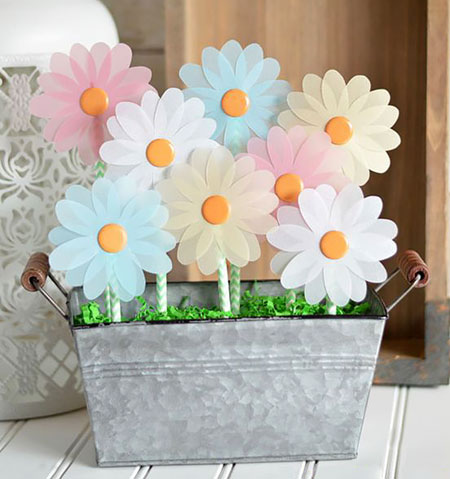 Vellum daisies are easy to make from craft store materials.