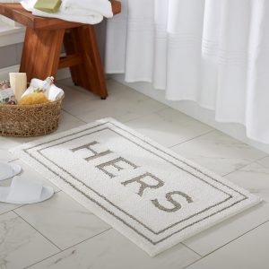 White 'Hers' Cotton Bath Mat by Mohawk Home