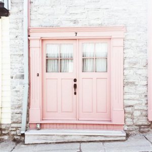Millennial pink doorway