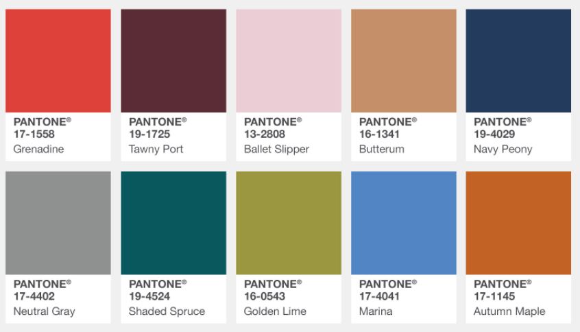 Pantone Fashion Institute's Fall 2017 Color Palette