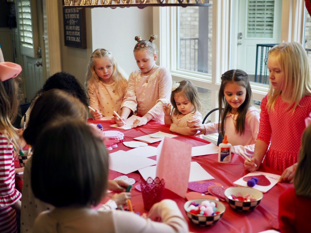 Crafting at Mother-Daughter Valentine Tea Party