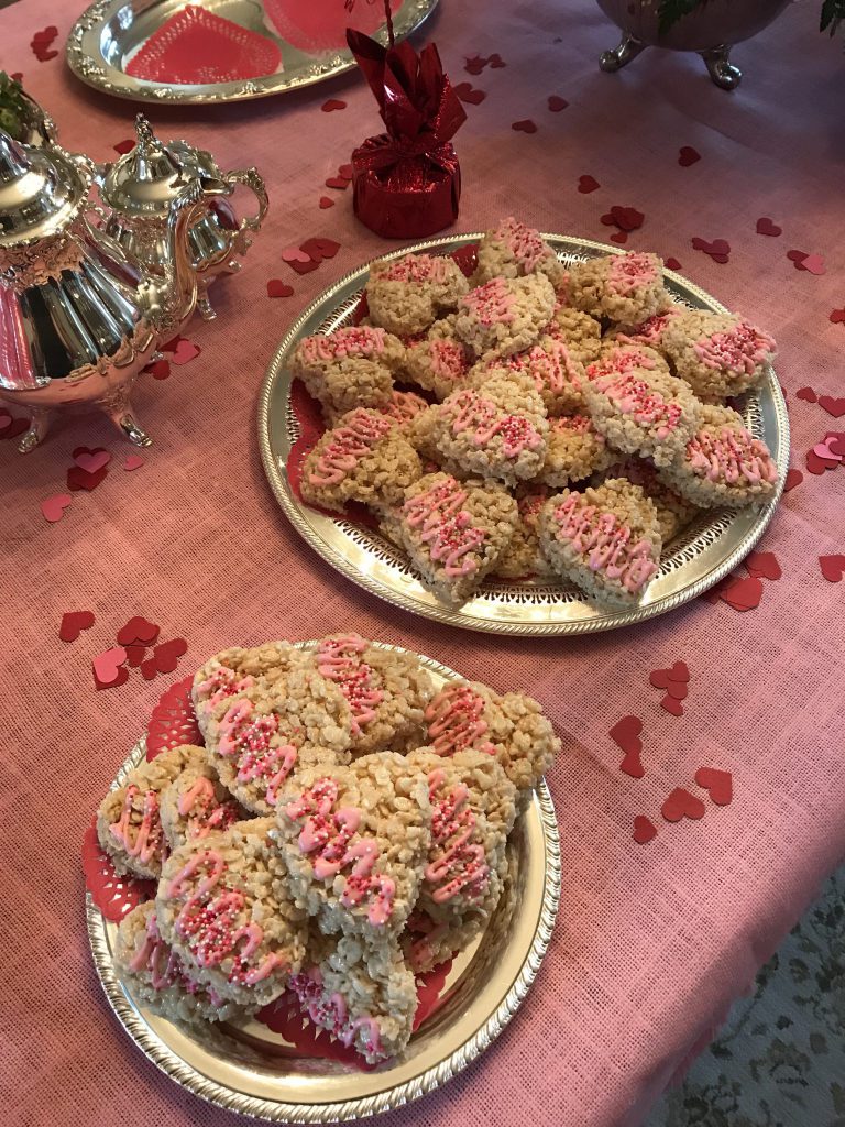 Rice Krispies Treats for Valentine's Day tea party