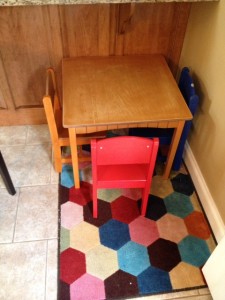 DIY, Chalk Board Paint, Kids play table, mohawk rug, mohawk home, before image, kids ideas, playroom ideas