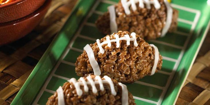 Labor Day, Holiday recipe, Pinterest Inspiration, Dessert, football rice crispies, tailgating