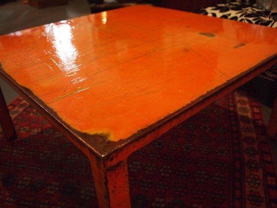 MohawkHomescapes.com, Orange home design, Orange color showcase, warm and vibrant orange, custom made orange steel table 