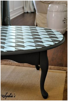 sophiasdecor.blogspot.com, timeless houndstooth, houndstooth in fashion, houndstooth in the home, houndstooth stencling