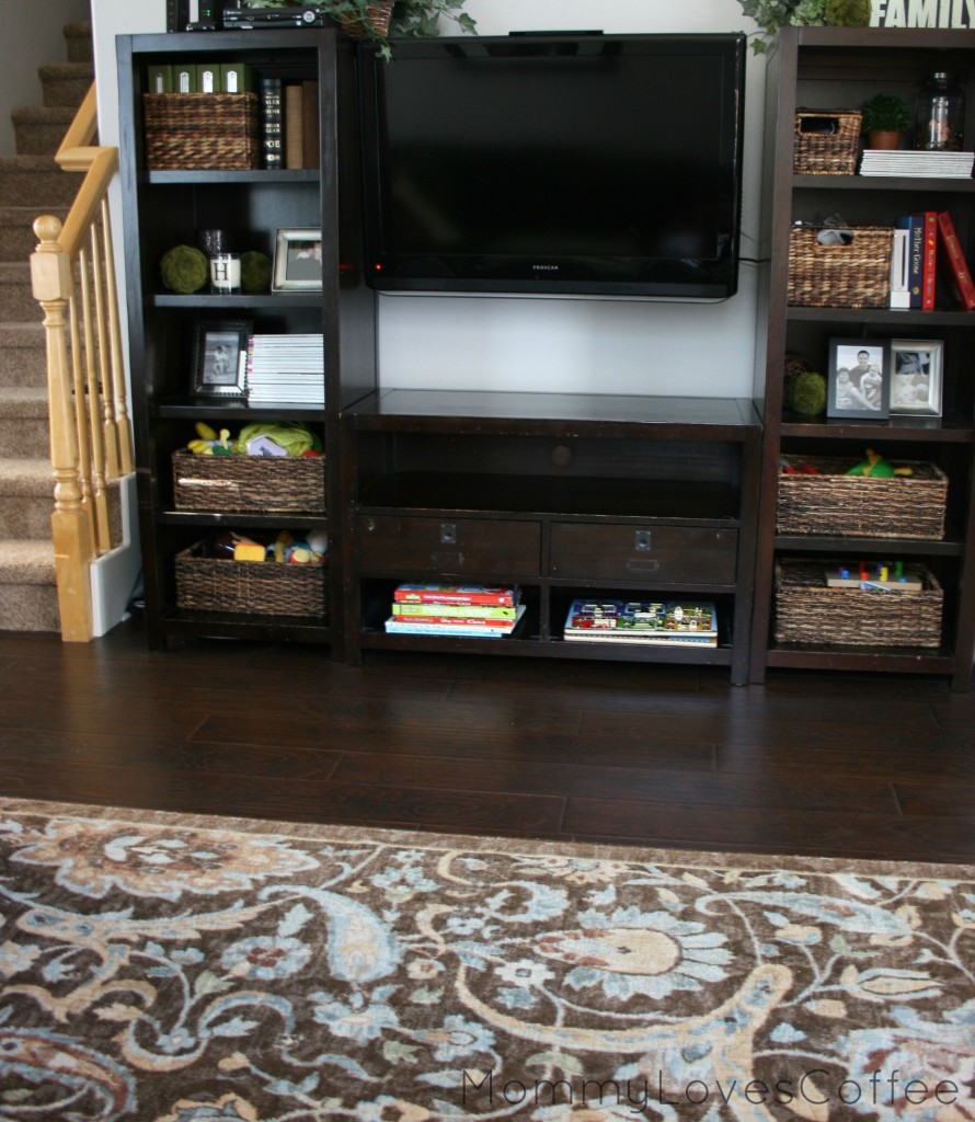 Toy organization - declutter - Mohawk Rug - clutter free living room