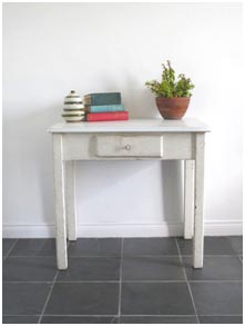 Rustic Farmhouse White Enameled Table 