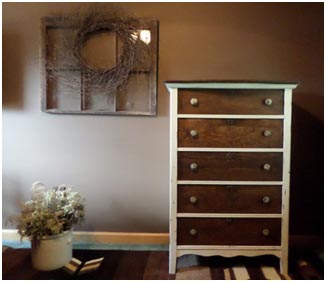 Antique Oak Chest of Drawers in White Two Tone Finish