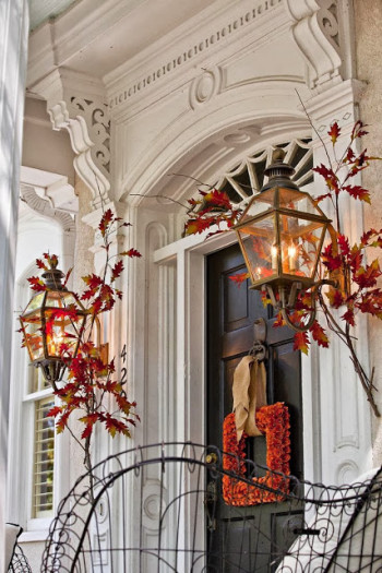 Mohawk - Homescapes - Porch - Fall - Decor - Home - Design - Front - Door - Leaves - http://antiquenehomes.blogspot.com/