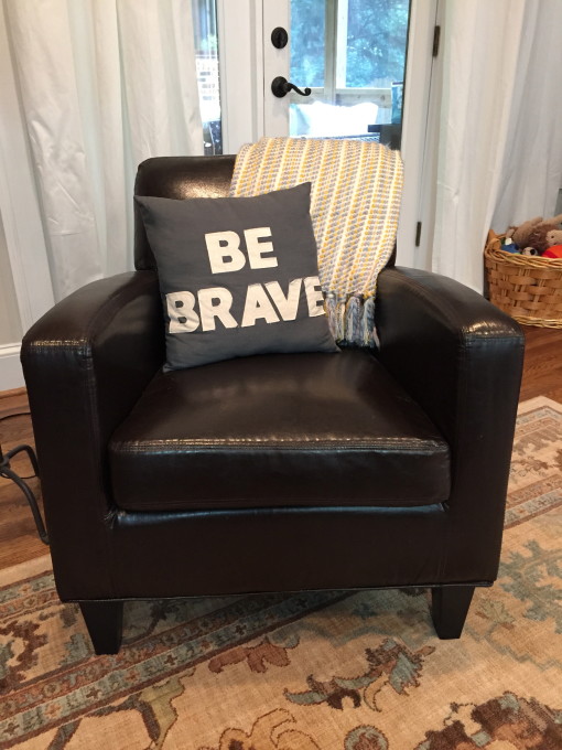 Leather chair in family room with throw - designing for both sexes - Mohawk Homescapes