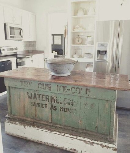 mohawk - farmhouse - weathered details - kitchen island - instagram