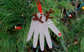 kid-friendly crafts winter break - Mohawk Home - handprint reindeer ornament - sheknows