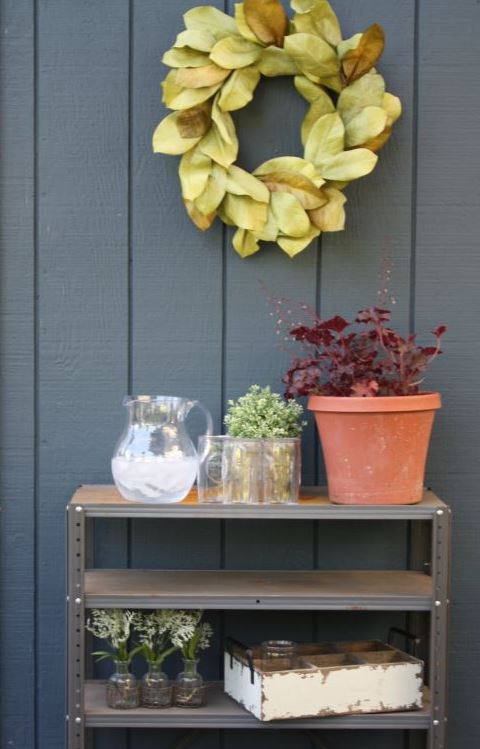 Rustic Farmhouse Shelf- Bright Yellow Door